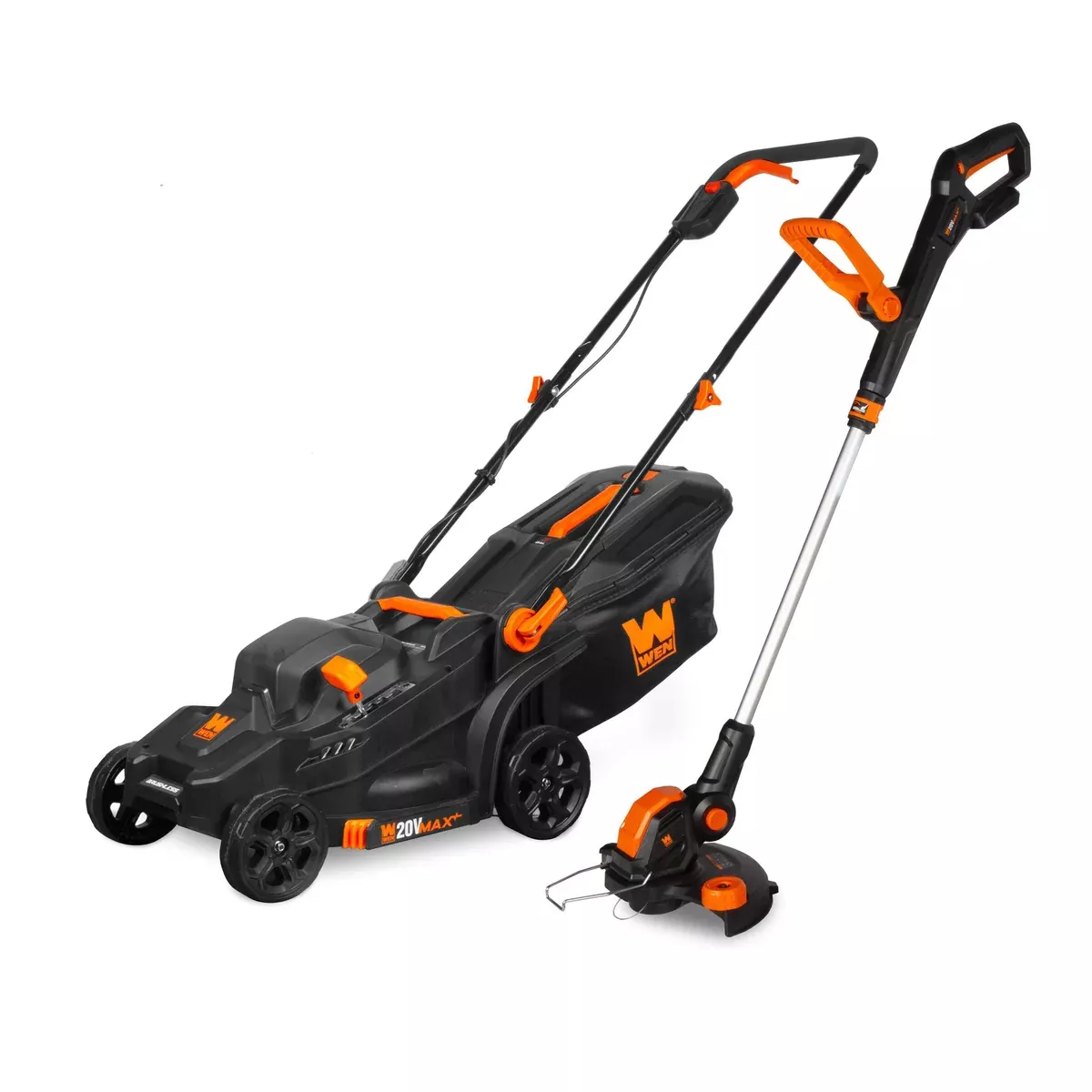 WEN 20VK2MLB 20V Max Cordless 15-Inch Lawn Mower and String Trimmer Combo Kit with 5Ah Battery and Charger