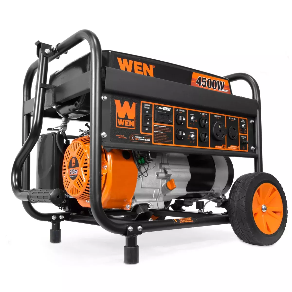 WEN GN4500M 4500-Watt 212cc Transfer Switch and RV-Ready Portable Generator with Wheel Kit