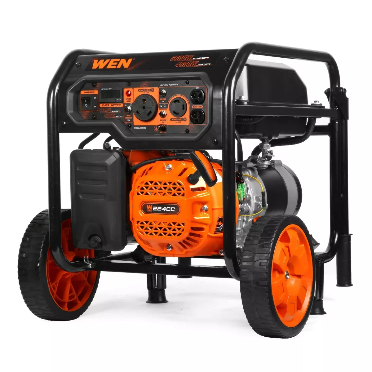 WEN GN5600 5,600-Watt Portable Generator with Wheel Kit, 224cc, Transfer-Switch, and RV-Ready