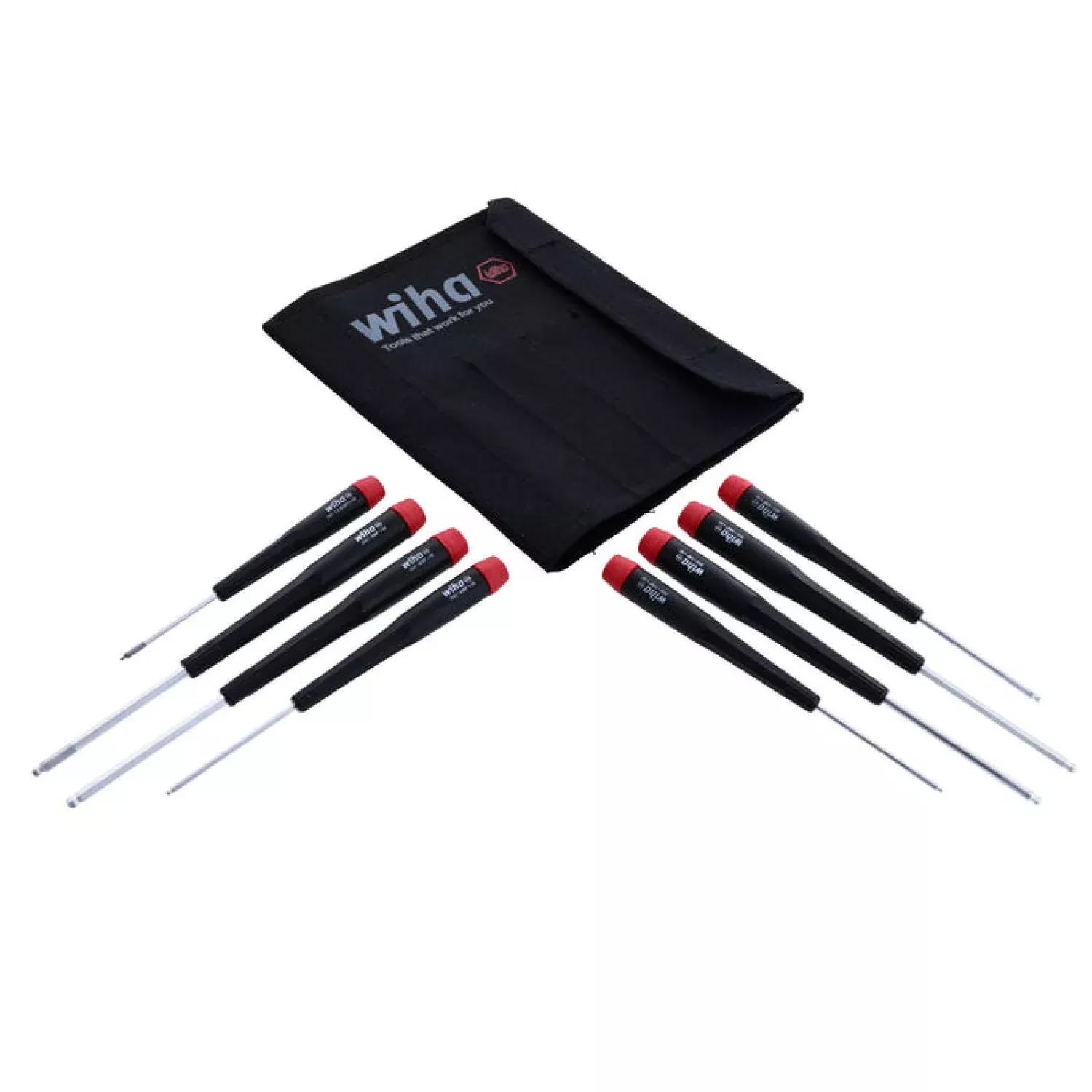 Wiha Tools 26499 Precision Ball End Hex Inch Screwdriver w/ Canvas Pouch, 8 Pc.