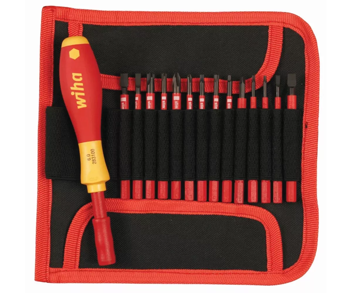 Wiha Tools 28390 15 Piece Insulated Slim Screwdriver Pouch Set