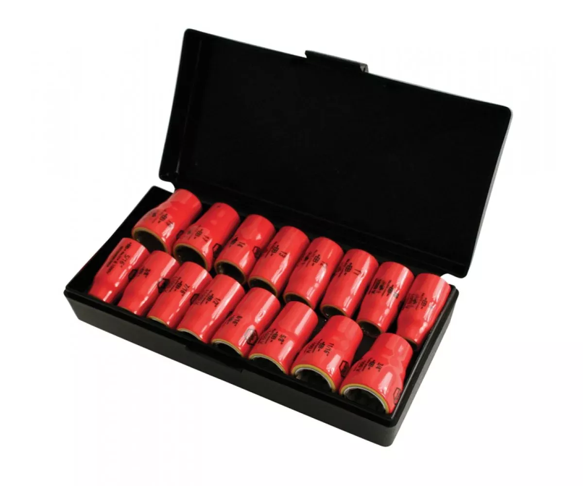 Wiha Tools 31491 Insulated Inch / Metric Socket Set, 3/8" Drive, 16 Pc.