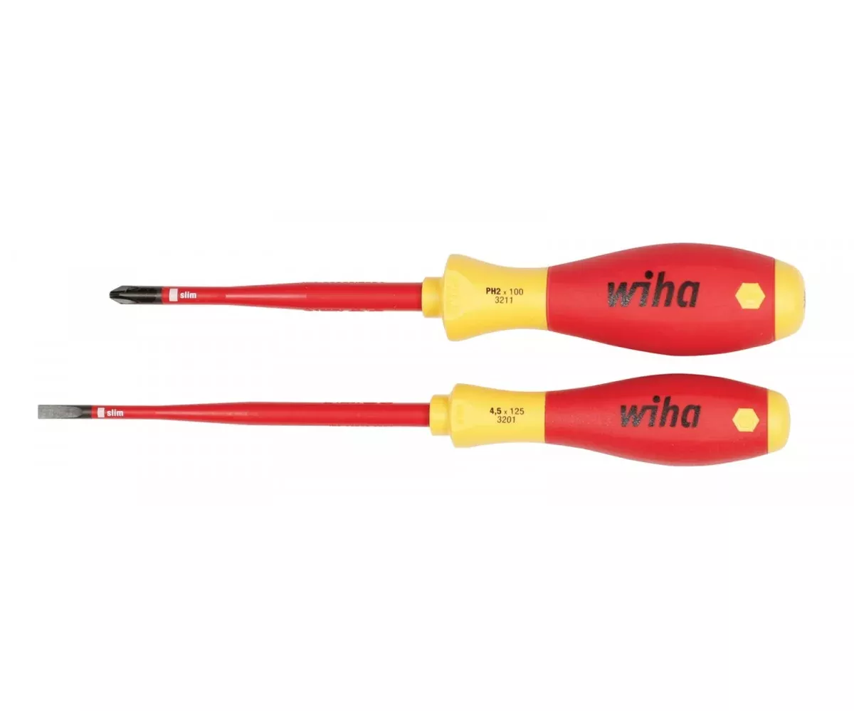 Wiha Tools 32189 Insulated SlimLine Slotted/Phillips Screwdrivers 2 Piece Set