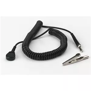 Wrist Strap Coiled Grounding Cord, 10 ft., with Alligator Clip