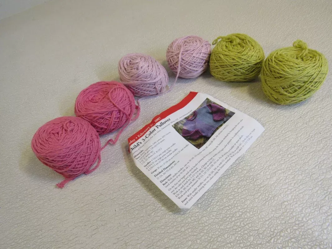 Yarn 6 Balls Pink/Rose/Lime Cotton Linen — New